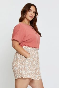 Animal Print Shorts High Rise Elastic Waist -You And All Fashion Store cbt0159c 34b animal print 4