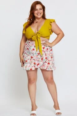 Floral Print Skort Skirt High Rise Frill Hem -You And All Fashion Store cbt0422h 33b floral prt 3