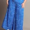Blue Geo Flared Wide Leg Pants