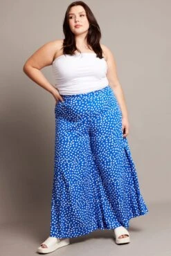 Blue Geo Flared Wide Leg Pants -You And All Fashion Store cbt1080 10ab geo 3