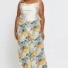 Print Wide Leg Pants High Rise