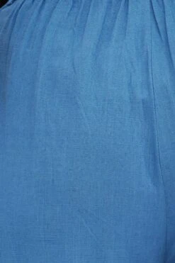 Blue Wide Leg Pants High Rise Linen Blend -You And All Fashion Store cbt1134 34pb ocean 7