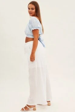 White Wide Leg Pants High Rise Cotton -You And All Fashion Store cbt1162b 34pb white 4