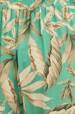 Green Floral Wide Pant Elastic Waist Split Leg -You And All Fashion Store cbt11747b 81ab floral 6