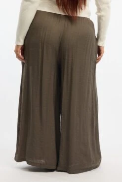 Brown Tie Waist Textured Wide Leg Pants -You And All Fashion Store cbt1204ax 47ab mushroom 4