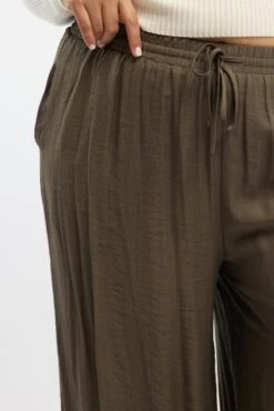 Brown Tie Waist Textured Wide Leg Pants -You And All Fashion Store cbt1204ax 47ab mushroom 5