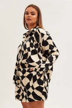 Black Check Mini Shorts High Rise Elasticated Waist -You And All Fashion Store cbt1204dx 34pb check 4