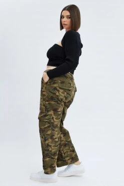 Green Abstract Cargo Pants Camouflage Wide Leg Cotton Drill -You And All Fashion Store cbt12566 33ab abstract 4