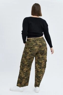 Green Abstract Cargo Pants Camouflage Wide Leg Cotton Drill -You And All Fashion Store cbt12566 33ab abstract 5