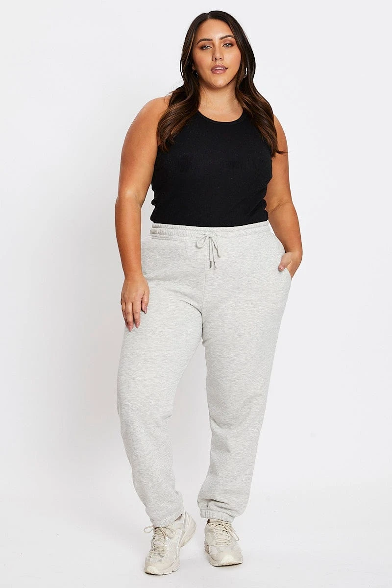 Grey Elastic Waist Track Pants 1 Grey Elastic Waist Track Pants