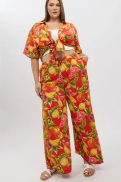 Red Abstract Elastic Waist Wide Leg Pants -You And All Fashion Store cbt13064bx 47ab abstract 3