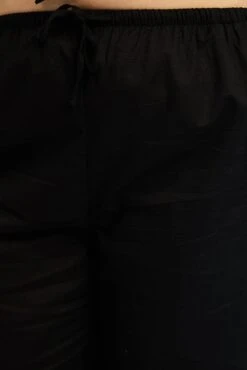 Black Linen Blend Drawstring Waist Wide Leg Pants -You And All Fashion Store cbt13064ccx 129a black 5