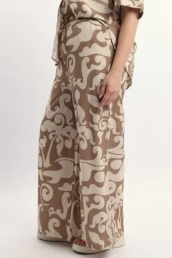 Beige Abstract Linen Blend Wide Leg Pants -You And All Fashion Store cbt13064cx 47a abstract 4