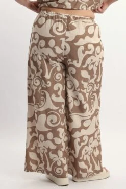 Beige Abstract Linen Blend Wide Leg Pants -You And All Fashion Store cbt13064cx 47a abstract 5