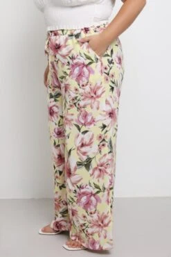 Yellow Floral Drawstring Waist Floral Wide Leg Pants -You And All Fashion Store cbt13064d 47ab floral 3