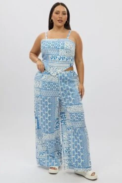 White Boho Elastic Waist Wide Leg Linen Blend Pants -You And All Fashion Store cbt13064dx 47ab boho 3