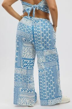 White Boho Elastic Waist Wide Leg Linen Blend Pants -You And All Fashion Store cbt13064dx 47ab boho 5