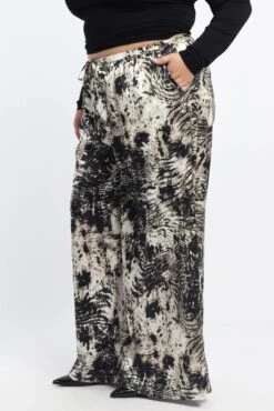 Black Animal Print Drawstring Waist Wide Leg Zebra Pants -You And All Fashion Store cbt13064qx 47a animal pri 4