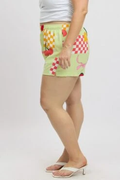 Green Abstract Elastic Waist Shorts -You And All Fashion Store cbt13184ax 47ab abstract 4