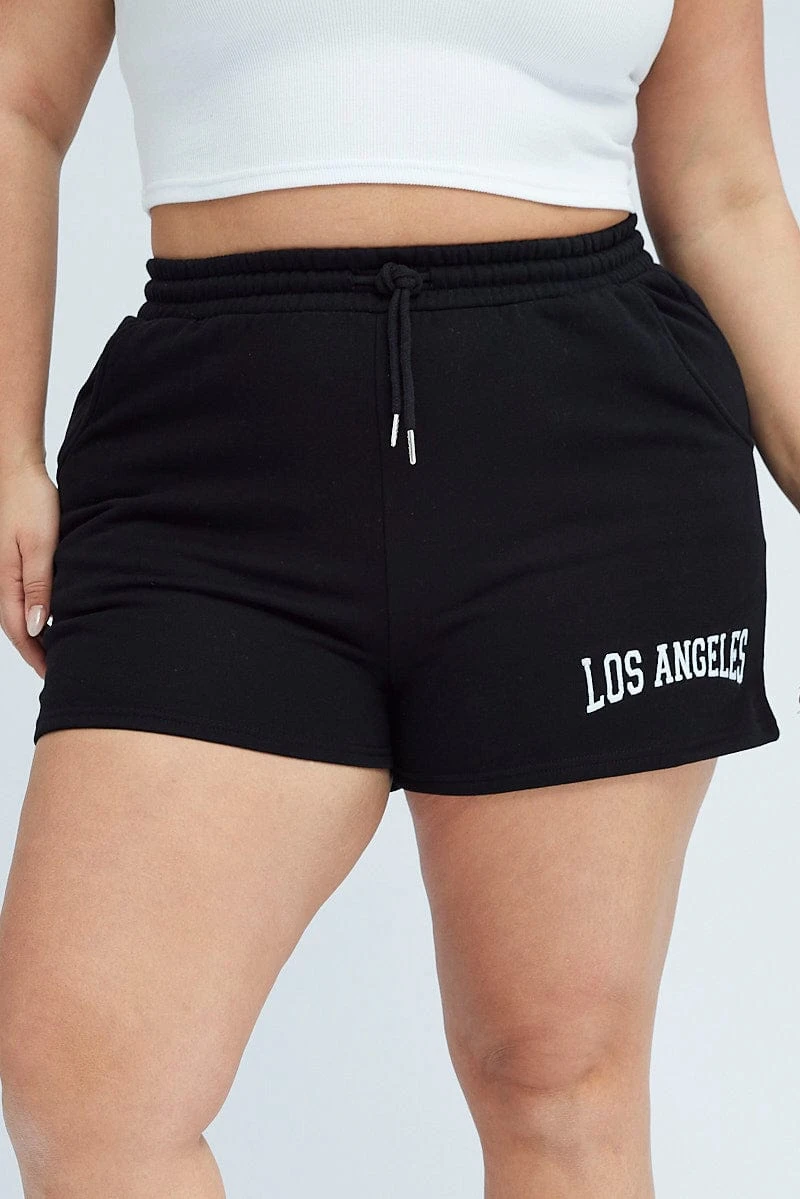 Black Track Shorts High Waist 2 Black Track Shorts High Waist - Image 2