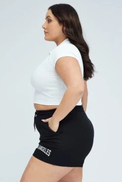 Black Track Shorts High Waist 9 Black Track Shorts High Waist -You And All Fashion Store cbt1419c 84p black 4