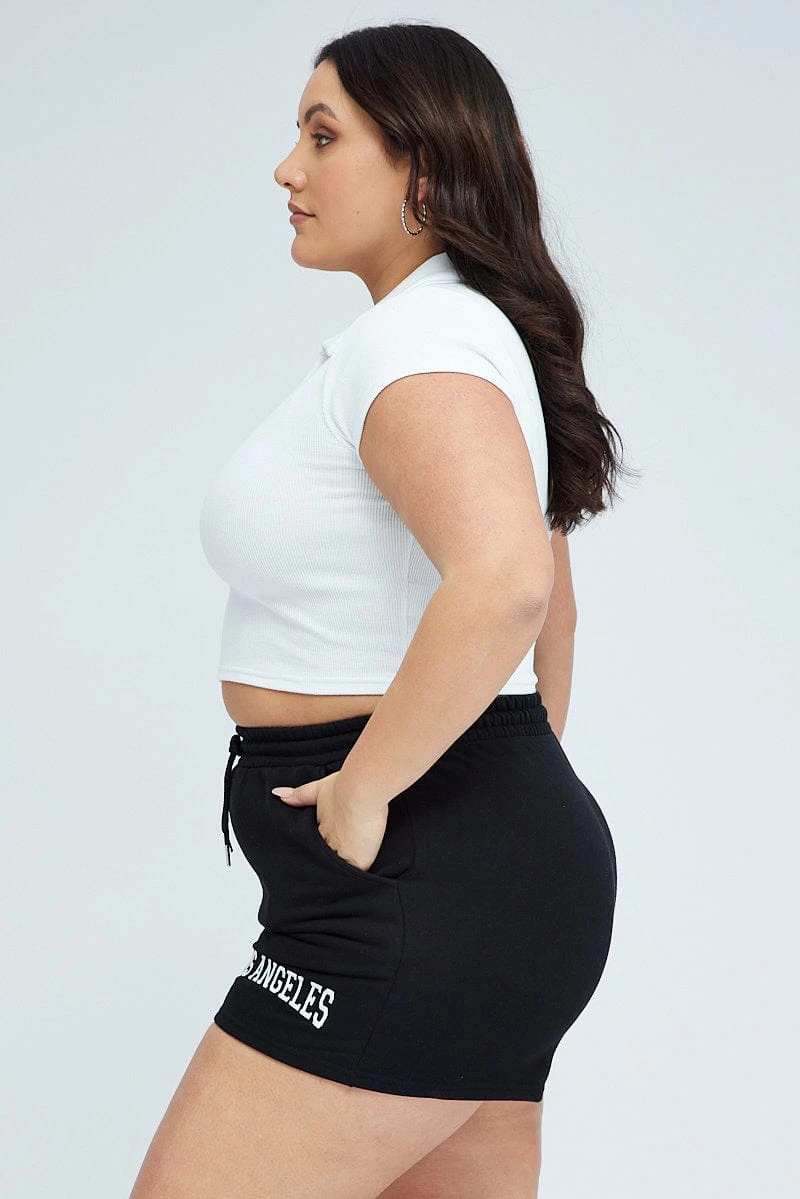 Black Track Shorts High Waist 4 Black Track Shorts High Waist - Image 4