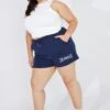 Blue Track Shorts High Waist