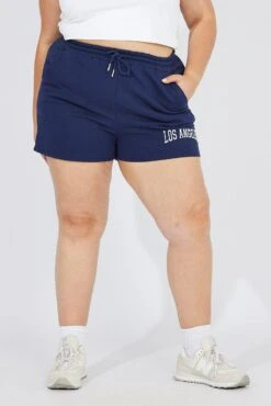 Blue Track Shorts High Waist -You And All Fashion Store cbt1419e 84p navy 3