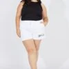 White Track Shorts High Waist