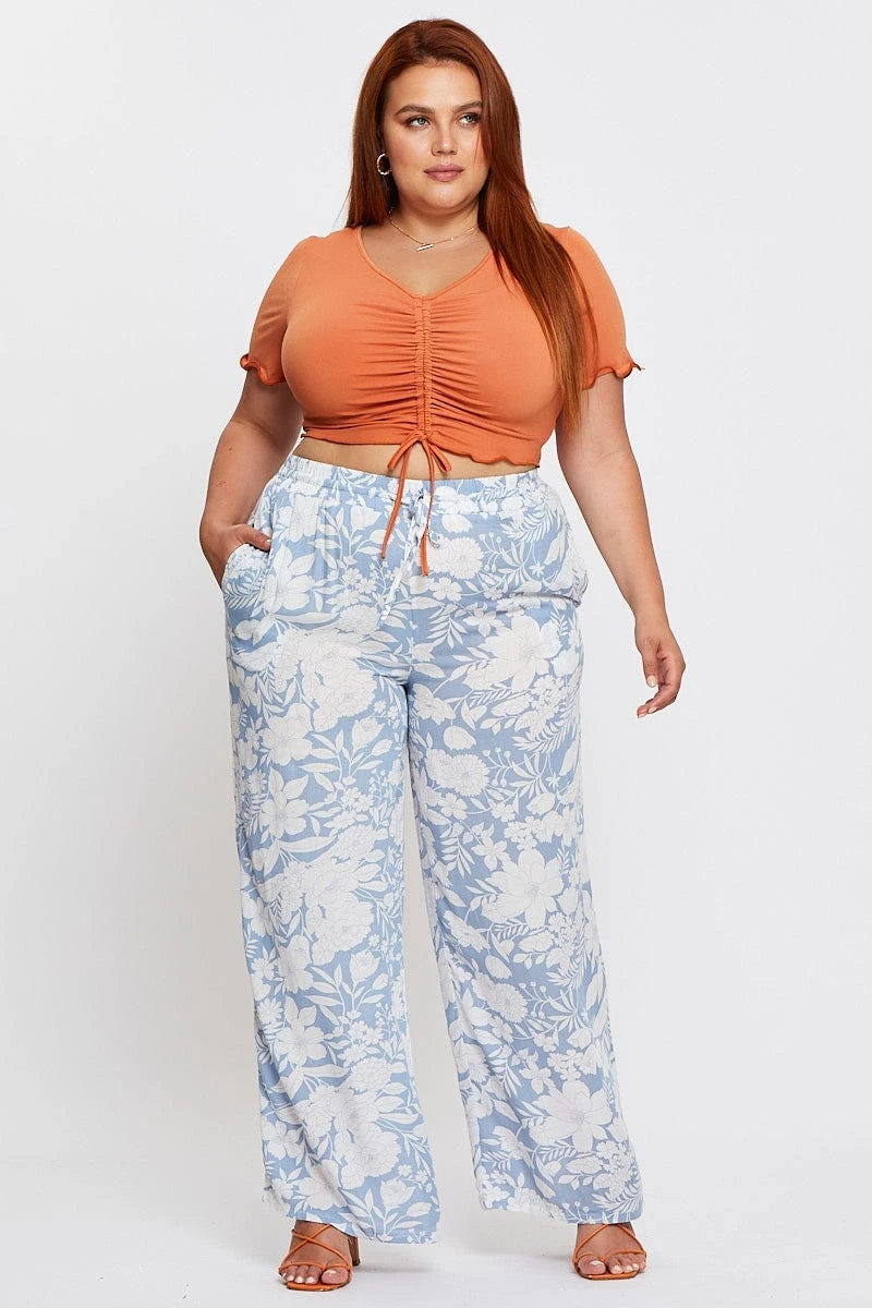 Floral Print Wide Leg Pants High Waist 3 Floral Print Wide Leg Pants High Waist - Image 3