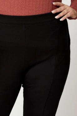 Black Plus Zip Detail Ponte Straight Fit Pants -You And All Fashion Store cbt15413 80 black 5