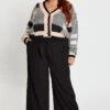 Black High Waist Wide Leg Crepe Pants