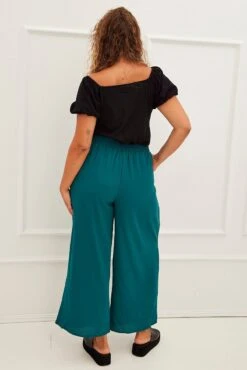 Green High Waist Wide Leg Crepe Pants -You And All Fashion Store cbt15606 35a forest 5