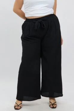Black High Waist Crepe Wide Leg Pants 8 Black High Waist Crepe Wide Leg Pants -You And All Fashion Store cbt15606e 35a black 3