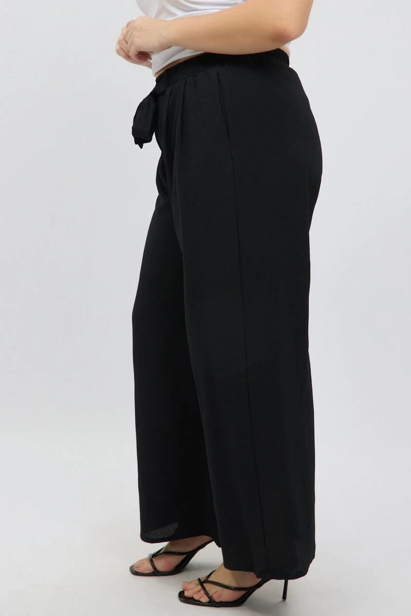 Black High Waist Crepe Wide Leg Pants 4 Black High Waist Crepe Wide Leg Pants - Image 4
