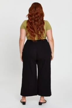 Black High Waist Stretch Wide Leg Pant -You And All Fashion Store cbt1589 34ab black 5