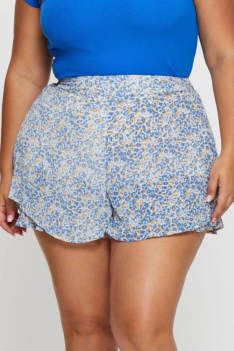 Ditsy Print Shorts High Rise Chiffon Double Layer 2 Ditsy Print Shorts High Rise Chiffon Double Layer - Image 2