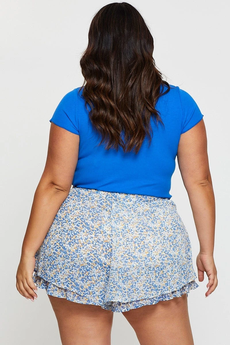 Ditsy Print Shorts High Rise Chiffon Double Layer 5 Ditsy Print Shorts High Rise Chiffon Double Layer - Image 5