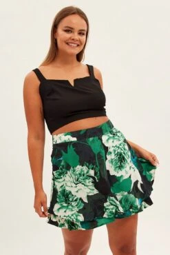 Abstract Print Layered Shorts High Rise