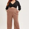 Beige Rib Jersey Wide Leg Beige Pant