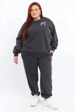 Grey Bow Print Track Pants -You And All Fashion Store cbt2117cx 84a charcoal 3