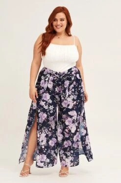Floral Print High Rise Floral Wide Leg Pants -You And All Fashion Store cbt2275 81p floral print 3