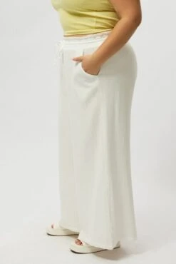 White Cheesecloth Lined Wide Leg Pants -You And All Fashion Store cbt2335d 10a white 4