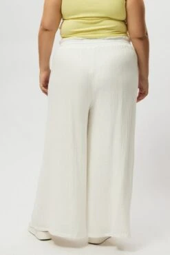 White Cheesecloth Lined Wide Leg Pants -You And All Fashion Store cbt2335d 10a white 5