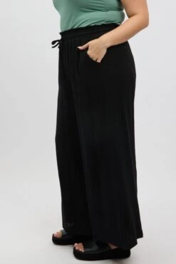 Black Cheesecloth Lined Wide Leg Pants -You And All Fashion Store cbt2335d 10ab black 4