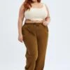 Brown Wide Leg Jogger Pants