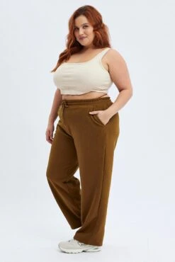 Brown Wide Leg Jogger Pants -You And All Fashion Store cbt2372 84pb brown 4
