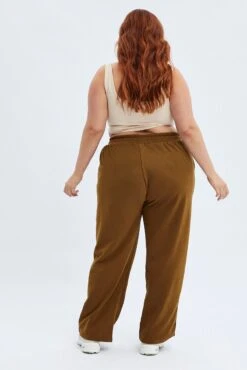 Brown Wide Leg Jogger Pants -You And All Fashion Store cbt2372 84pb brown 5