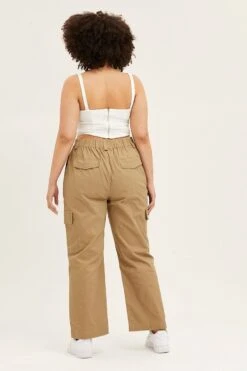Green Mid Rise Wide Leg Cargo Pants -You And All Fashion Store cbt2425 46p khaki 5
