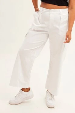 White Cargo Pants Mid Rise -You And All Fashion Store cbt2425 46pb white 3
